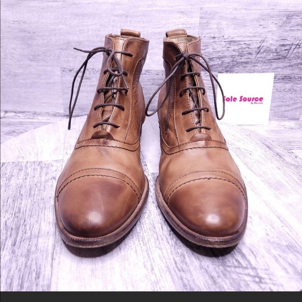 Massimo Dutti Leather Lace Up Ankle Boot Brown sz 41 Women's sz 10